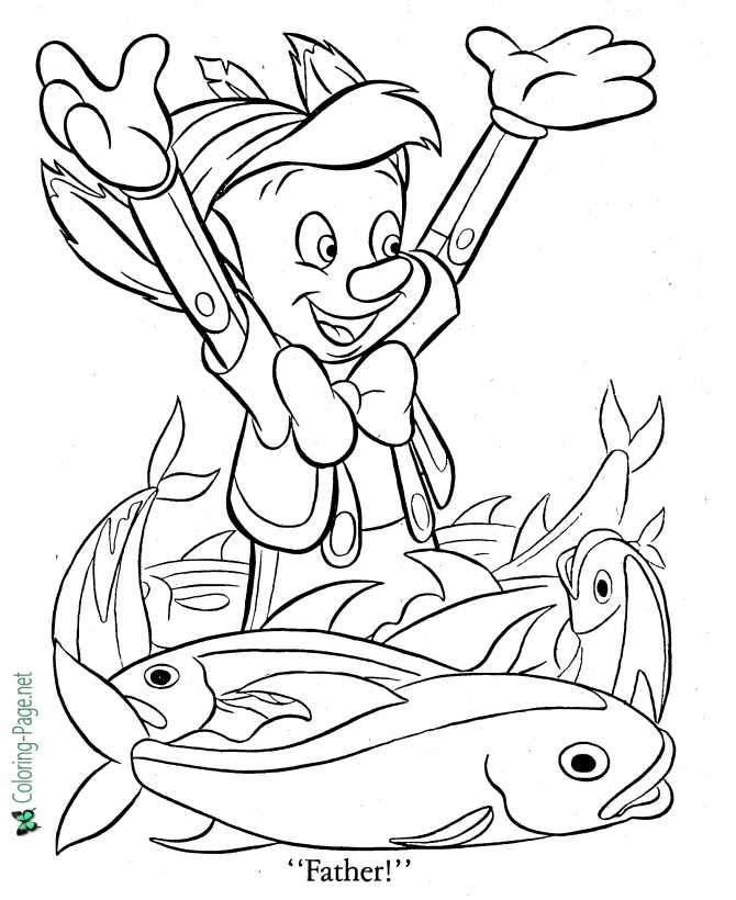 Pinocchio coloring page of world