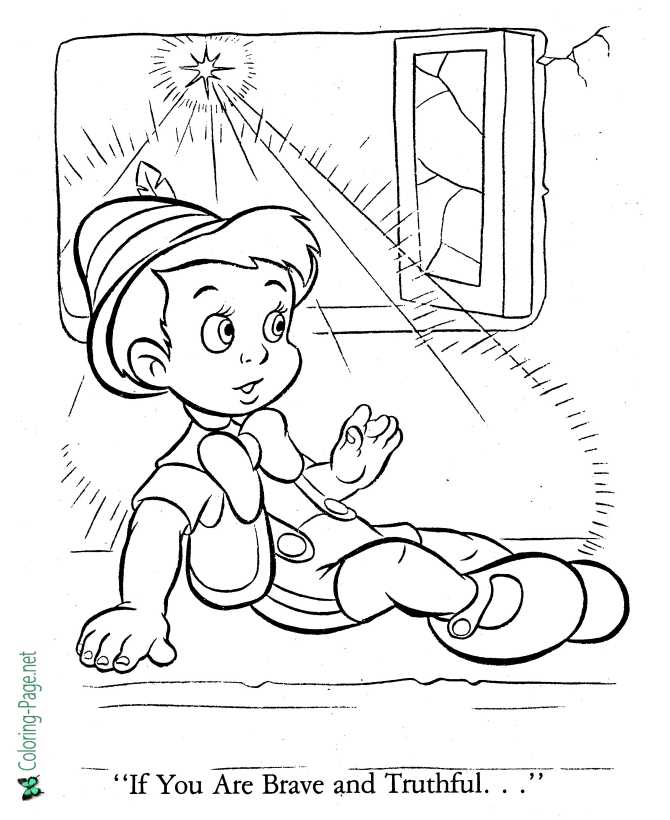 print world coloring page for Pinocchio