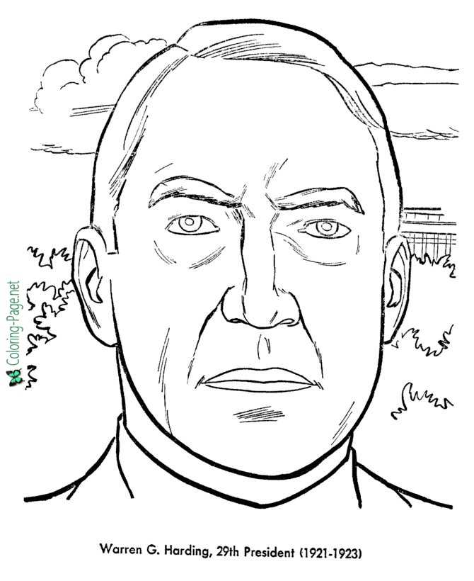 US Presidents Coloring Pages Warren Harding