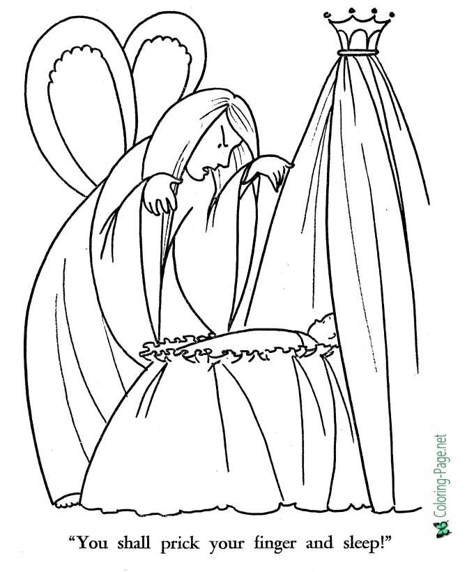 printable coloring page for Sleeping Beauty