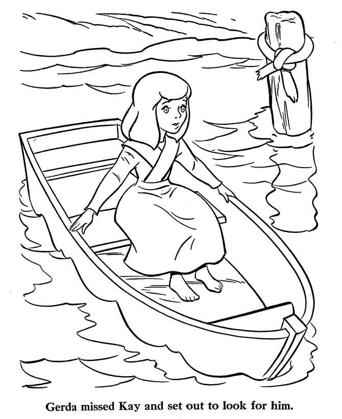 Gerda Missed Kay - Snow Queen Coloring Page