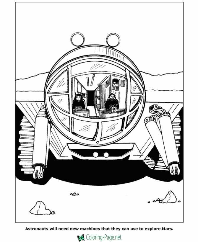 Space Coloring Pages Exploring Mars