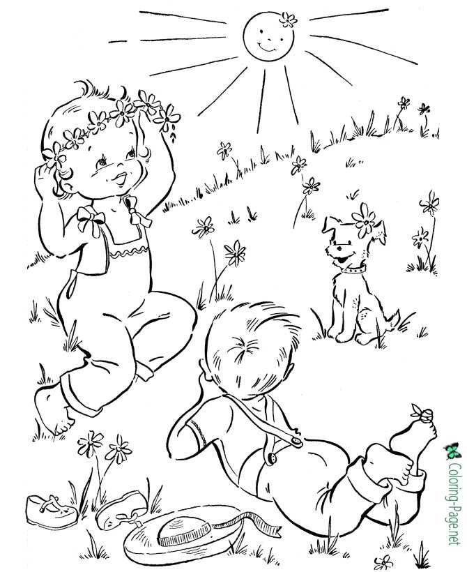 sunny spring coloring page