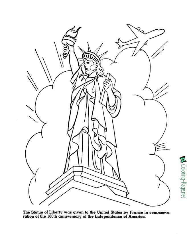 Lady liberty coloring page