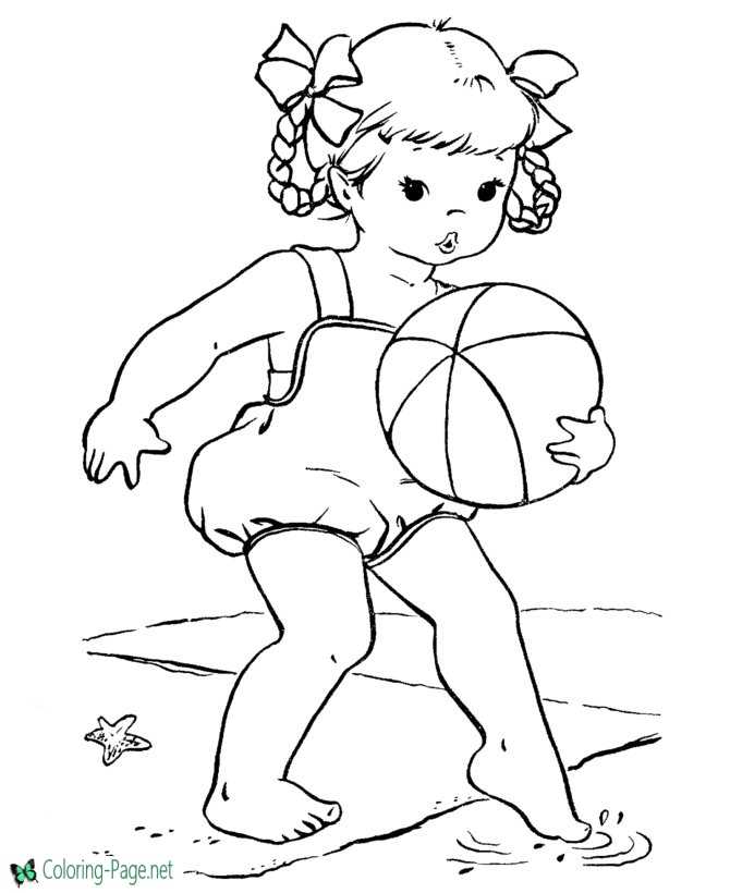Printable Girls Summer Coloring Pages