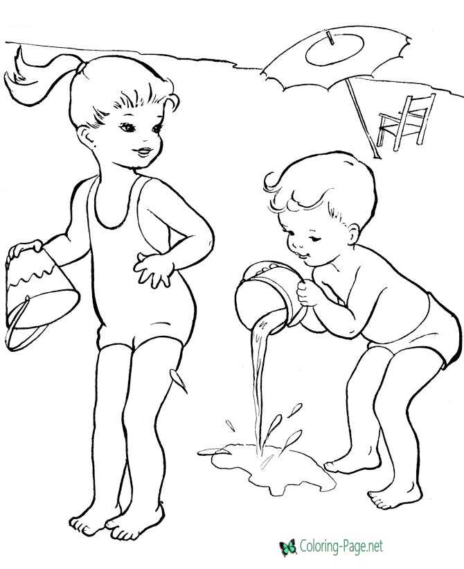 Summer Coloring Pages Fun Beach Picture