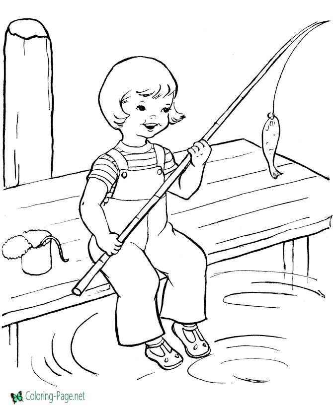 Summer Coloring Pages Girls Fish Picture