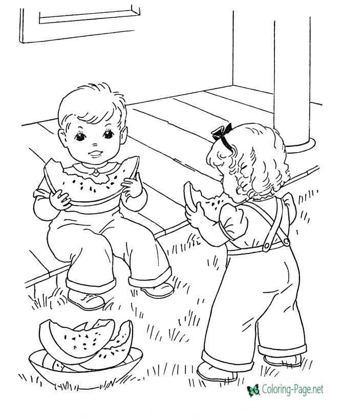 Summer Coloring Pages Watermelon Picture