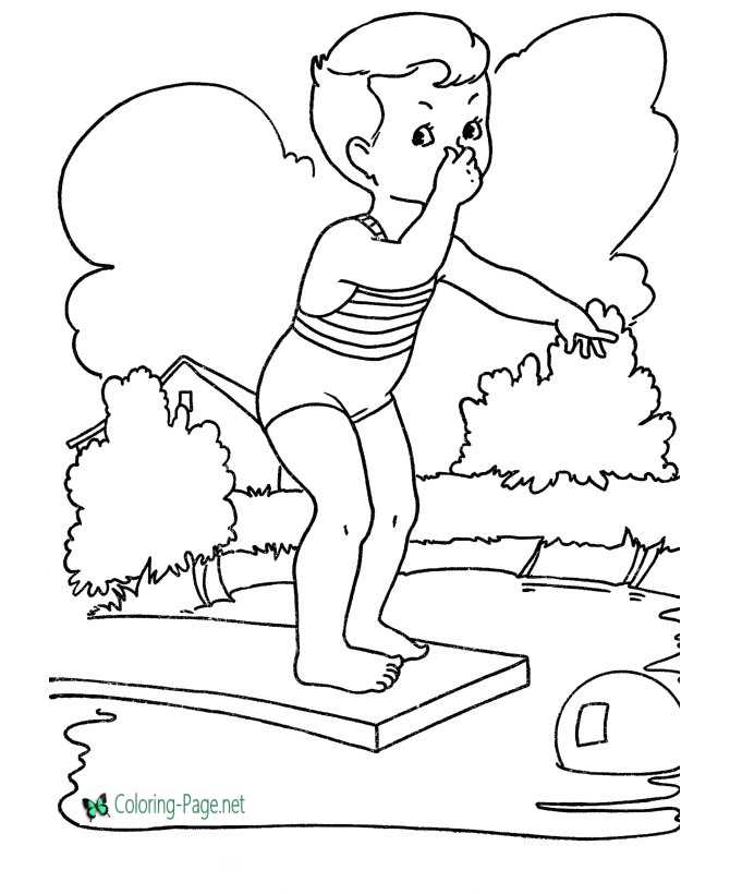 Summer Coloring Pages Learn to Dive