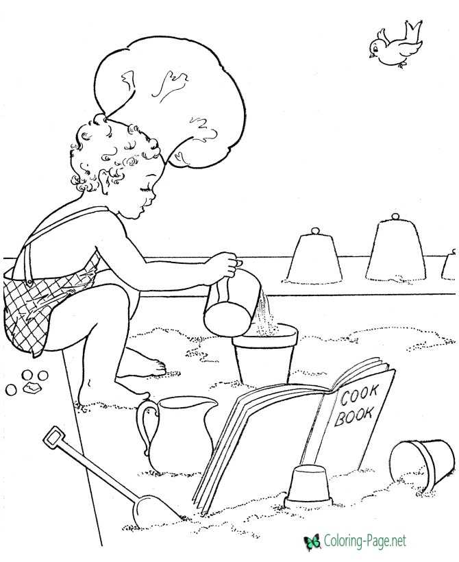 Summer Coloring Pages Girl Backyard Chef