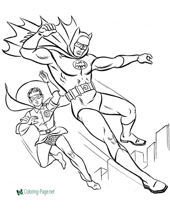 Super Heroes Coloring Page - Hero and Sidekick
