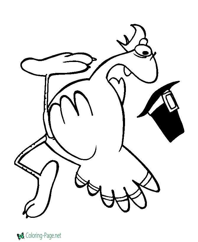 Running Turkey Thanksgiving Coloring Pages