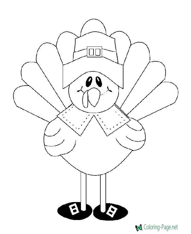 Pilgrim Turkey Thanksgiving Coloring Pages