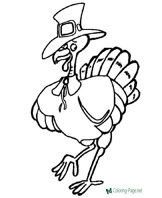 Thanksgiving Coloring Pages Color Pilgrim Turkey