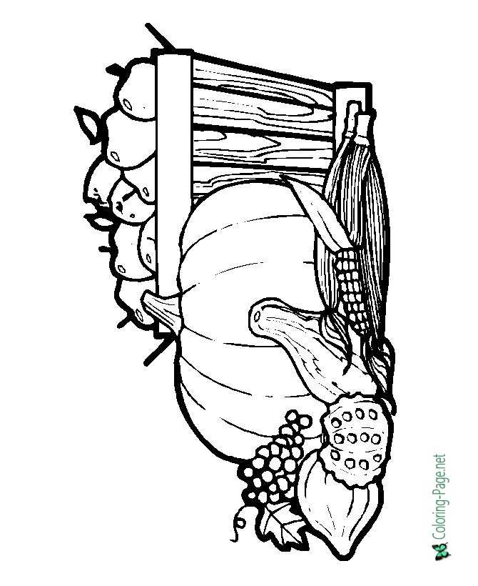Thanksgiving Coloring Pages Food Basket