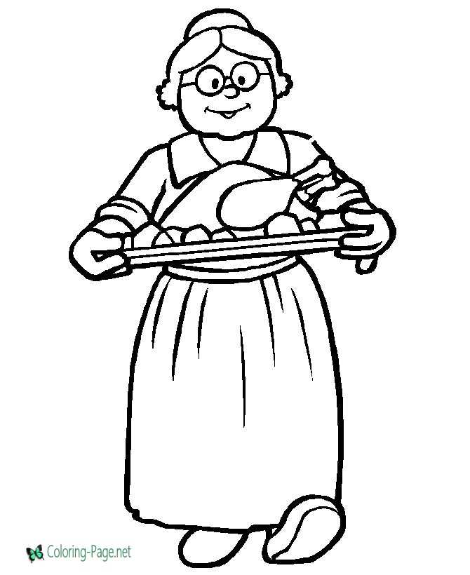 Thanksgiving Coloring Pages Dinner Turkey