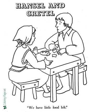 Hansel and Gretel fairy tale coloring pages