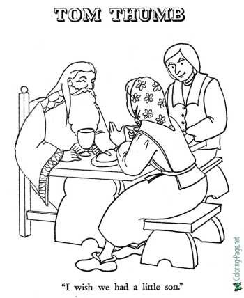 Tom Thumb fairy tale coloring pages