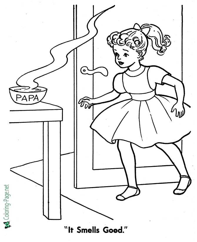 goldilocks and three bears coloring page for children