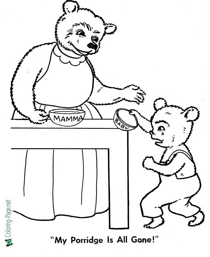 printable goldilocks and three bears coloring page
