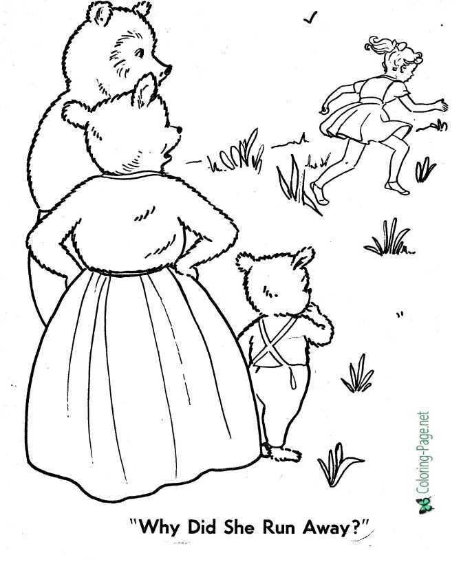 printable goldilocks and three bears coloring page