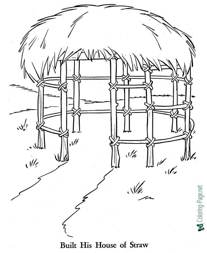printable straw house - Three Little Pigs coloring page