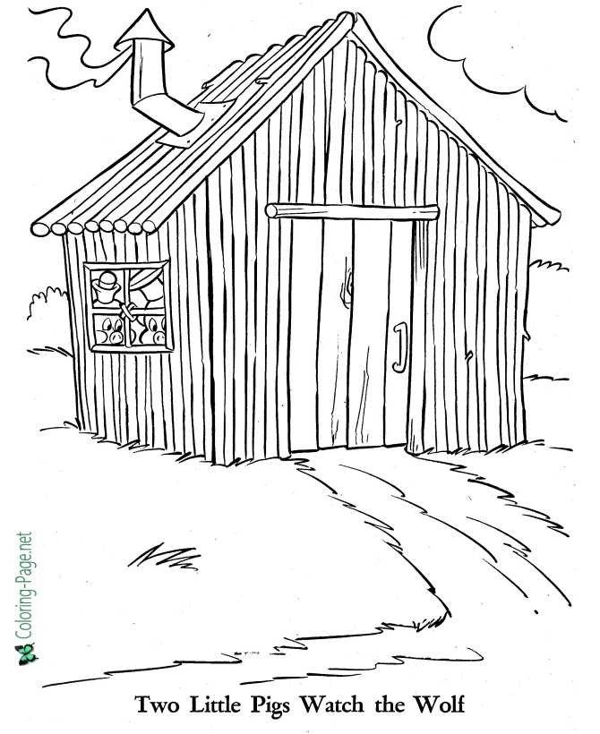 print three little pigs coloring page