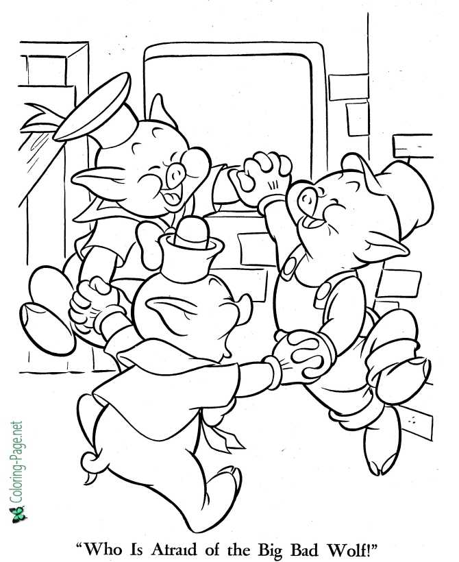 printable three little pigs coloring page