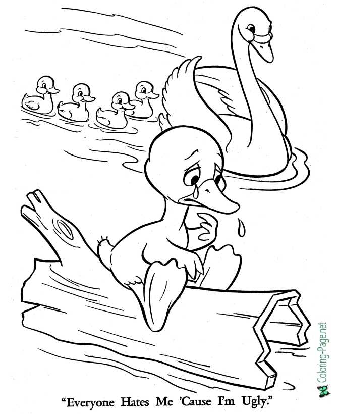 Everyone Hates Me - printable Ugly Duckling coloring page