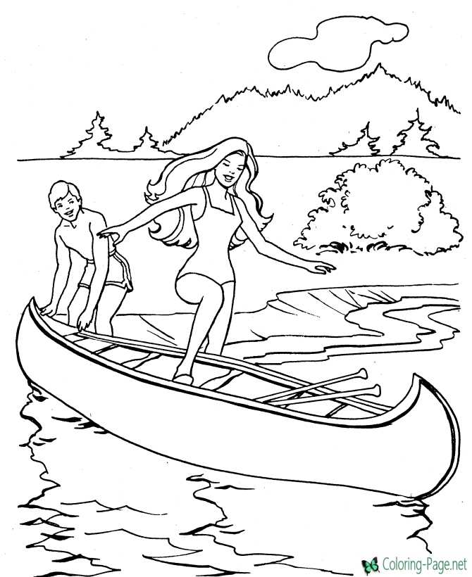printable vacation coloring page for girls