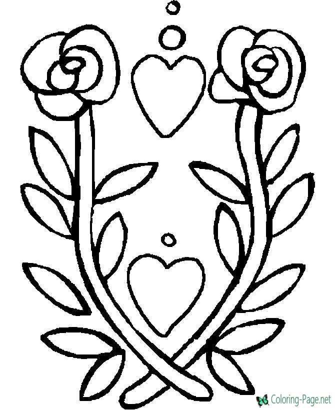 Valentine flower coloring page