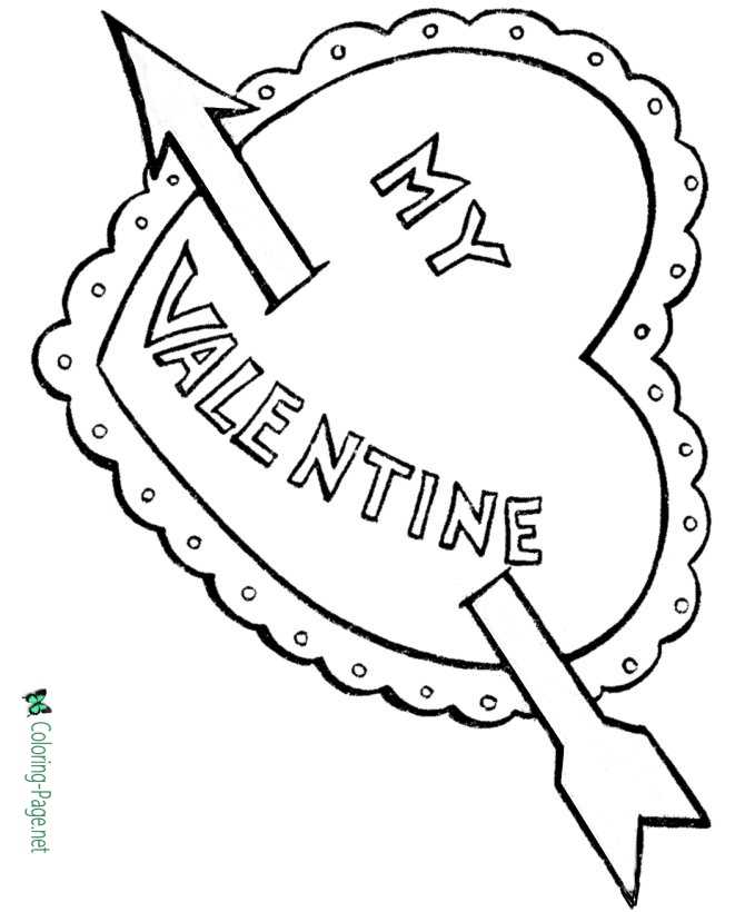 Valentine Heart Coloring Pages Valentines Arrow