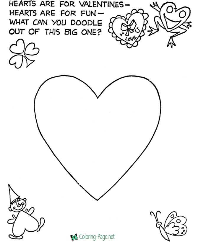 Valentine Heart Coloring Pages Doodle Hearts