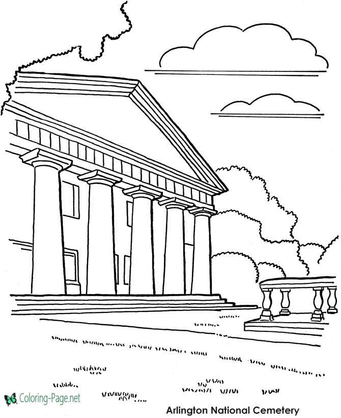 Arlington Cemetery Veterans Day Coloring Pages